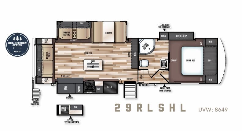 View 2018 Forest River Wildwood Heritage Glen Hyper-Lyte Hemisphere 29RLSHL complete specs and manufacturer brochures