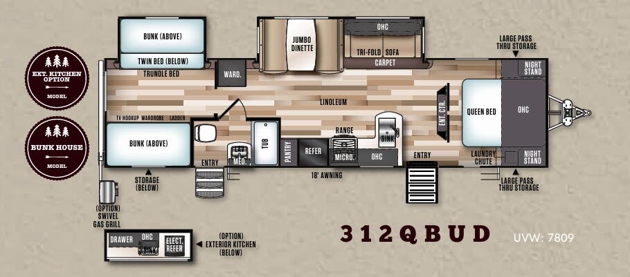 View 2018 Forest River Wildwood Heritage Glen LTZ 312QBUD complete specs and manufacturer brochures
