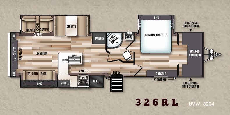 View 2018 Forest River Wildwood Heritage Glen LTZ 326RL complete specs and manufacturer brochures