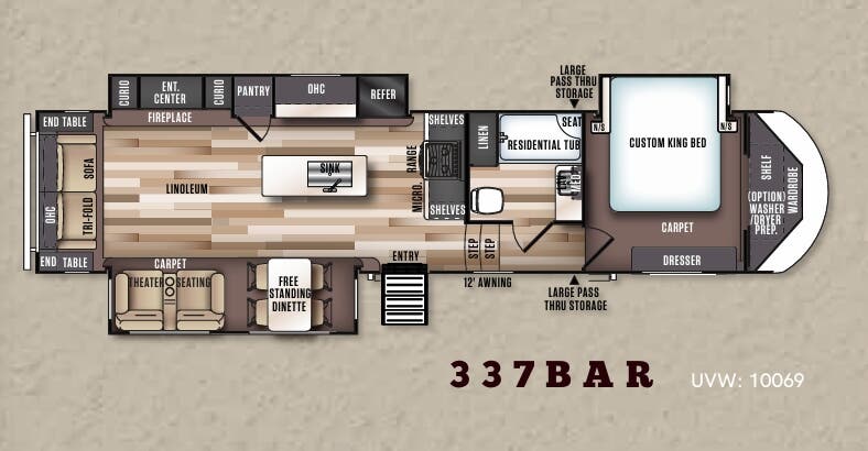 View 2018 Forest River Wildwood Heritage Glen LTZ 337BAR complete specs and manufacturer brochures