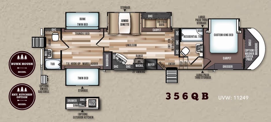 View 2018 Forest River Wildwood Heritage Glen LTZ 356QB complete specs and manufacturer brochures