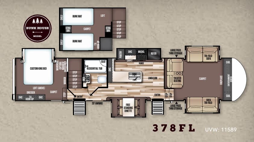 2018 Forest River Wildwood Heritage Glen LTZ 378FL specs and