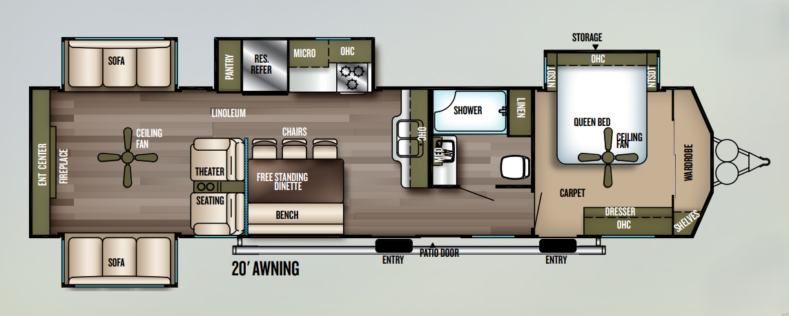 View 2018 Forest River Wildwood Lodge 395RET complete specs and manufacturer brochures