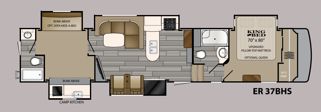 View 2018 Heartland ElkRidge 37BHS complete specs and manufacturer brochures