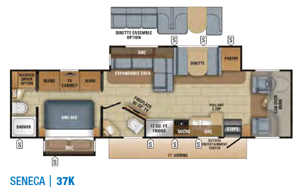 View 2018 Jayco Seneca 37K complete specs and manufacturer brochures