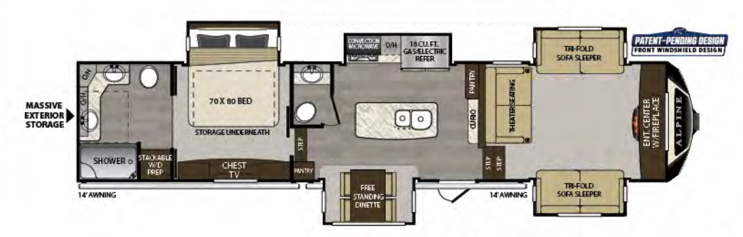 View 2018 Keystone Alpine 3701FL complete specs and manufacturer brochures