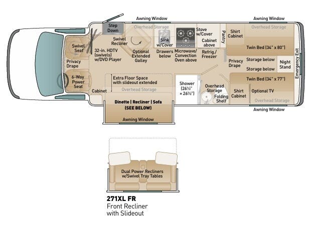 View 2019 Coach House Platinum 271XL FR complete specs and manufacturer brochures