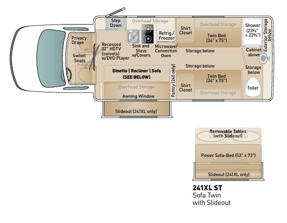 View 2019 Coach House Platinum II 241XL ST complete specs and manufacturer brochures
