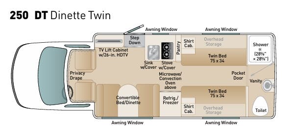 View 2019 Coach House Platinum III 250 DT complete specs and manufacturer brochures