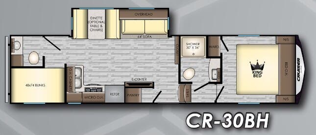 View 2019 CrossRoads Cruiser Aire CR-30BH complete specs and manufacturer brochures
