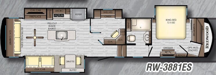 View 2019 CrossRoads Redwood RW-3881ES complete specs and manufacturer brochures