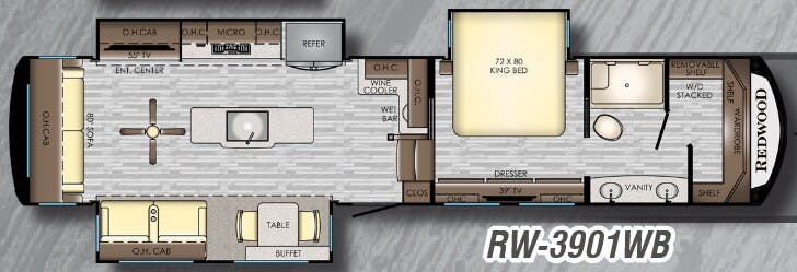 View 2019 CrossRoads Redwood RW-3901WB complete specs and manufacturer brochures