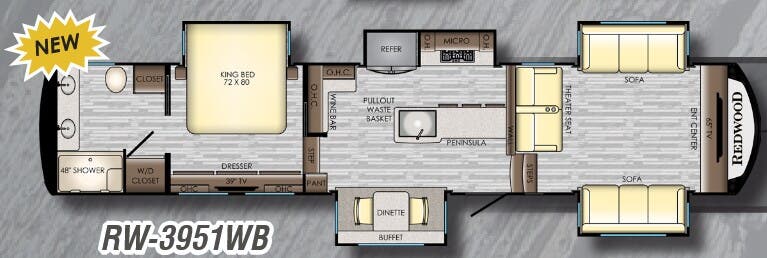 View 2019 CrossRoads Redwood RW-3951WB complete specs and manufacturer brochures