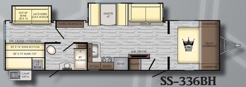 View 2019 CrossRoads Sunset Trail Super Lite SS-336BH complete specs and manufacturer brochures