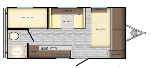 View 2019 CrossRoads Zinger Lite ZR-18BH complete specs and manufacturer brochures