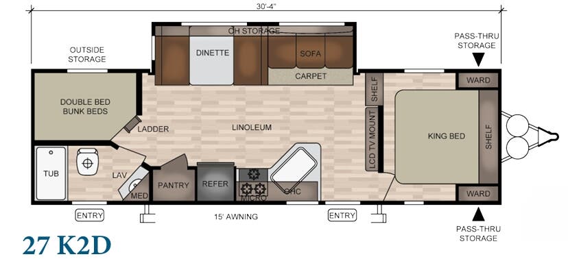 View 2019 East to West Della Terra 27 K2D complete specs and manufacturer brochures