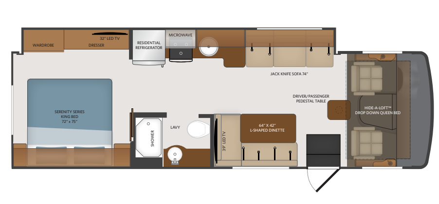 View 2019 Fleetwood Flair 29M complete specs and manufacturer brochures