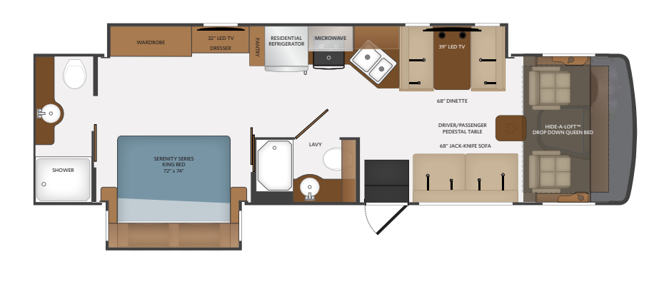 View 2019 Fleetwood Flair 32S complete specs and manufacturer brochures