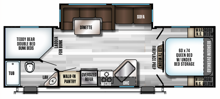 View 2019 Forest River Alpha Wolf 26DBH-L complete specs and manufacturer brochures