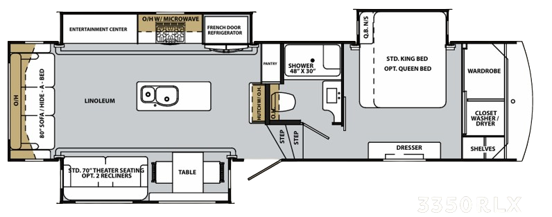View 2019 Forest River Cardinal Luxury 3350RLX complete specs and manufacturer brochures
