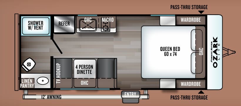 View 2019 Forest River Ozark 1660FQ complete specs and manufacturer brochures