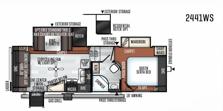 View 2019 Forest River Rockwood Ultra Lite 2441WS complete specs and manufacturer brochures