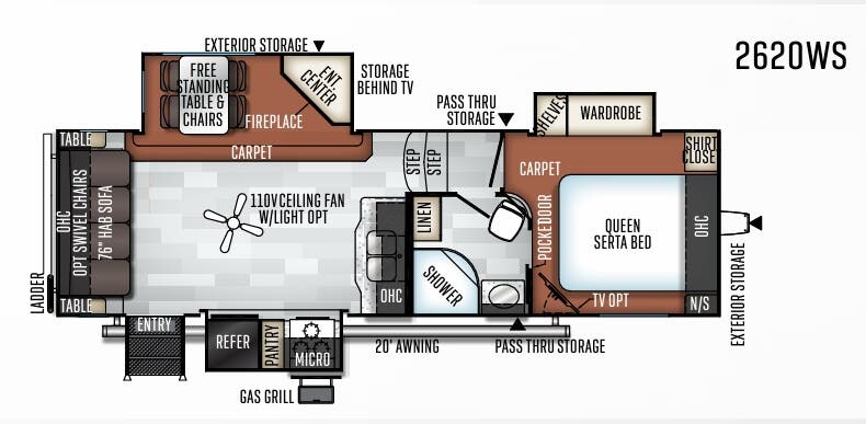 View 2019 Forest River Rockwood Ultra Lite 2620WS complete specs and manufacturer brochures
