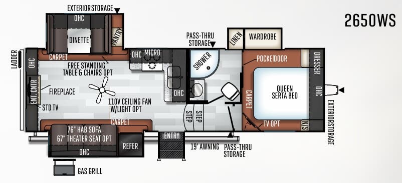 View 2019 Forest River Rockwood Ultra Lite 2650WS complete specs and manufacturer brochures