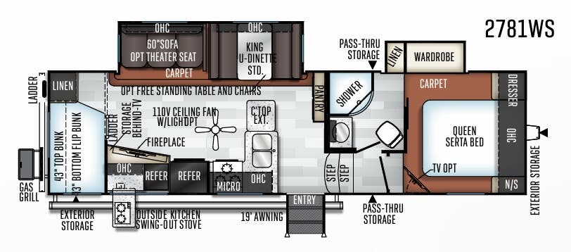 View 2019 Forest River Rockwood Ultra Lite 2781WS complete specs and manufacturer brochures