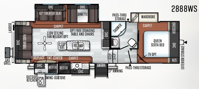 View 2019 Forest River Rockwood Ultra Lite 2888WS complete specs and manufacturer brochures