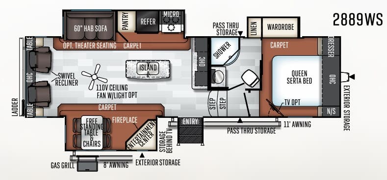 View 2019 Forest River Rockwood Ultra Lite 2889WS complete specs and manufacturer brochures