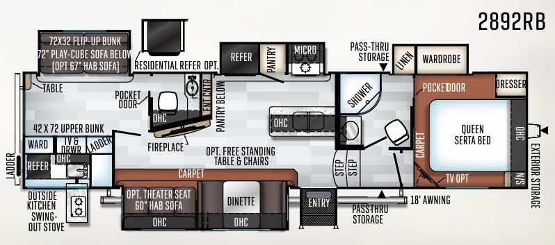 View 2019 Forest River Rockwood Ultra Lite 2892RB complete specs and manufacturer brochures