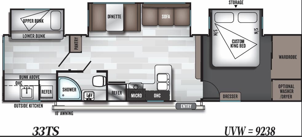 View 2019 Forest River Salem 33TS complete specs and manufacturer brochures