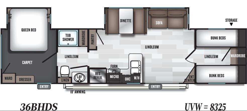 View 2019 Forest River Salem 36BHDS complete specs and manufacturer brochures