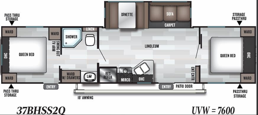 View 2019 Forest River Salem 37BHSS2Q complete specs and manufacturer brochures