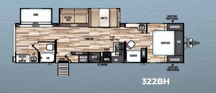 View 2019 Forest River Salem Hemisphere GLX 322BH complete specs and manufacturer brochures