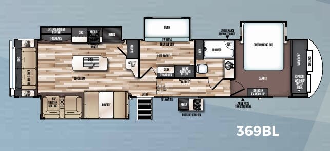 View 2019 Forest River Salem Hemisphere GLX 369BL complete specs and manufacturer brochures
