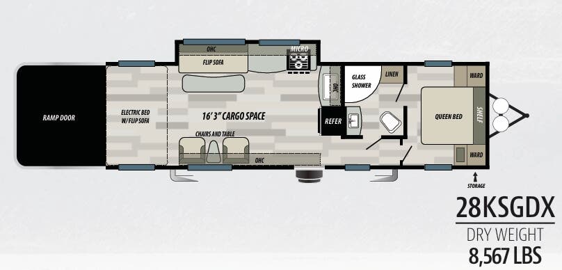 View 2019 Forest River Shockwave 28KSGDX complete specs and manufacturer brochures