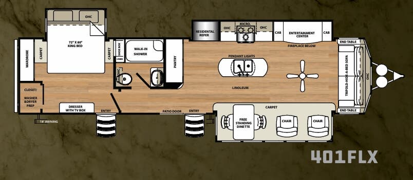 View 2019 Forest River Sierra Destination 401FLX complete specs and manufacturer brochures