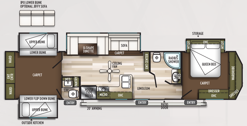 View 2019 Forest River Wildwood DLX 42QBQ complete specs and manufacturer brochures