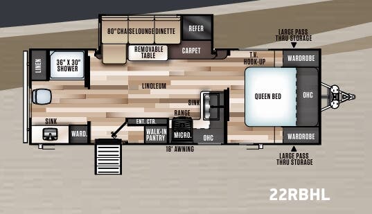 View 2019 Forest River Wildwood Heritage Glen Hyper-Lyte 22RBHL complete specs and manufacturer brochures