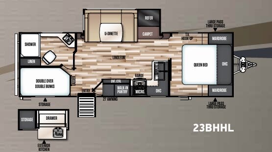 View 2019 Forest River Wildwood Heritage Glen Hyper-Lyte 23BHHL complete specs and manufacturer brochures