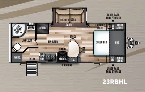 View 2019 Forest River Wildwood Heritage Glen Hyper-Lyte 23RBHL complete specs and manufacturer brochures