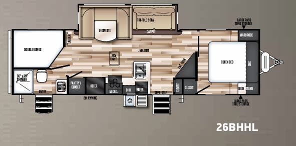 View 2019 Forest River Wildwood Heritage Glen Hyper-Lyte 26BHHL complete specs and manufacturer brochures