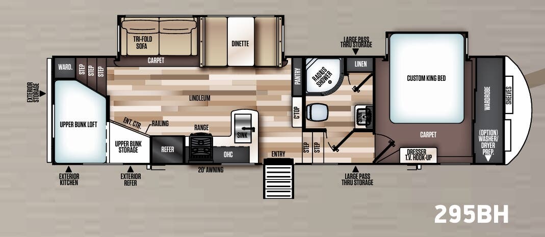 View 2019 Forest River Wildwood Heritage Glen LTZ 295BH complete specs and manufacturer brochures