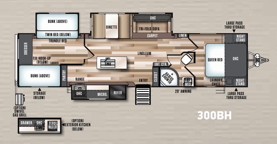 View 2019 Forest River Wildwood Heritage Glen LTZ 300BH complete specs and manufacturer brochures