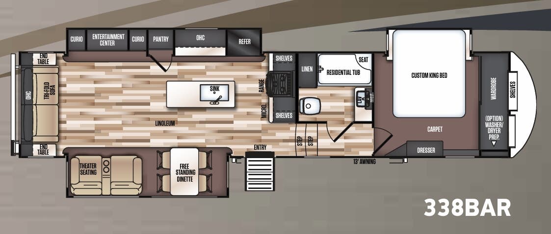 View 2019 Forest River Wildwood Heritage Glen LTZ 338BAR complete specs and manufacturer brochures