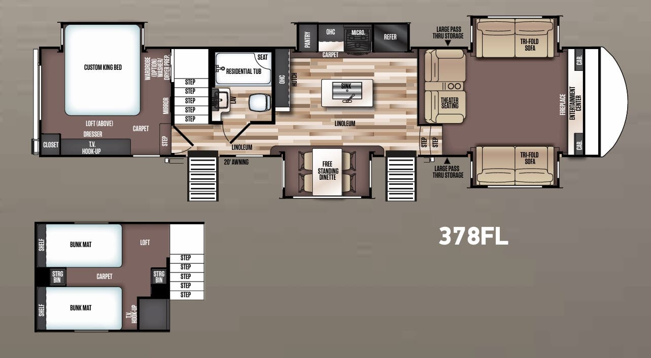 View 2019 Forest River Wildwood Heritage Glen LTZ 378FL complete specs and manufacturer brochures