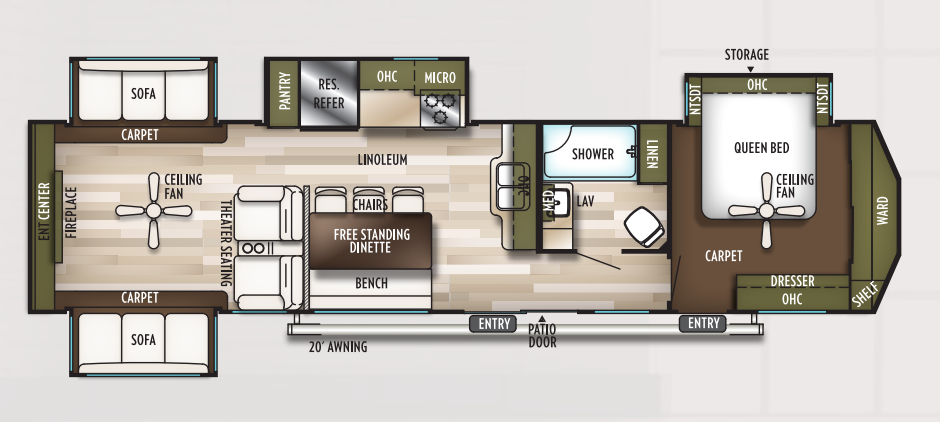 View 2019 Forest River Wildwood Lodge 395RET complete specs and manufacturer brochures