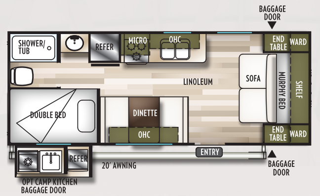 View 2019 Forest River Wildwood X-Lite 19DBXL complete specs and manufacturer brochures